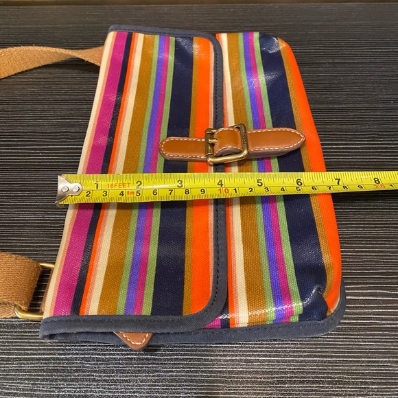 Fossil Crossbody Coated Canvas Multicolor Striped Purse - Picture 11 of 13
